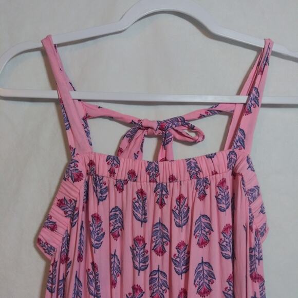 Old Navy Sleeveless Tie-Back Cutout Maxi Swing Pink Posie Dress Boho Size S - Picture 2 of 11